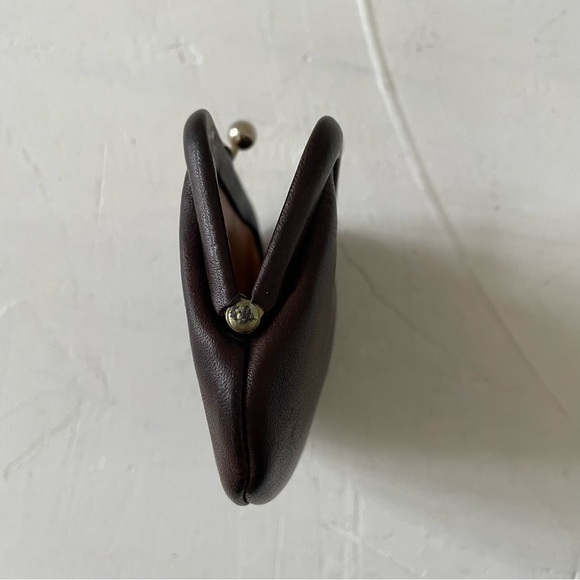 Vintage Coach Mahogany Leather Kisslock Coin Wallet Pouch - Picture 5 of 11